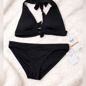 Michael Kors Black Bikini Set Gold Accents Small